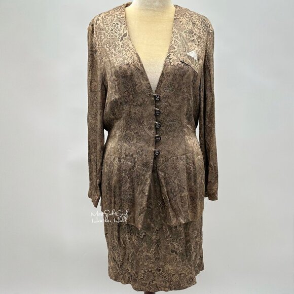 Vintage Chad's Place Button-Up Dress Suit w/ Belted Back Size 16 - Picture 1 of 9